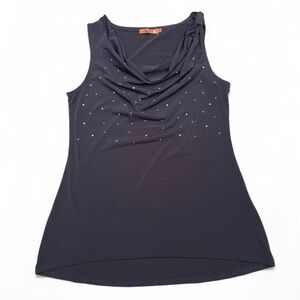 Belldini Black beaded sparkled cowl neck top vintage Y2K size small